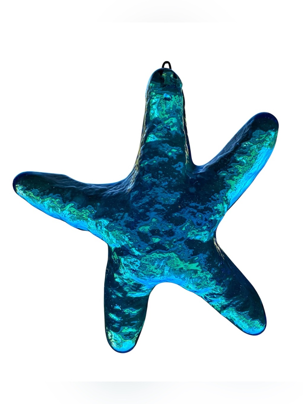 VINTAGE BLUE GLASS STARFISH SUN CATCHER ORNAMENT